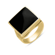 9ct Yellow Gold Whitby Jet Hallmark Small Square Ring, R603_FH.