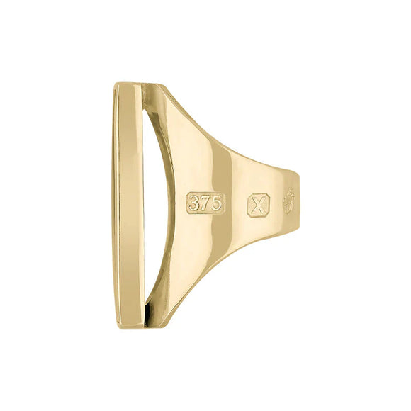 9ct Yellow Gold Whitby Jet Queen's Jubilee Hallmark Large Oblong Ring D