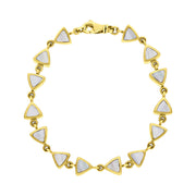9ct Yellow Gold White Mother of Pearl Curved Triangle Bracelet B647
