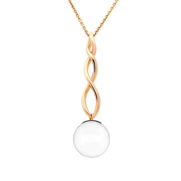 9ct Rose Gold Bauxite 10mm Bead Twist Necklace P1930