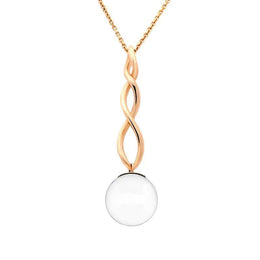 9ct Rose Gold Bauxite 10mm Bead Twist Necklace P1930