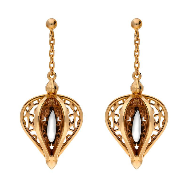 9ct Rose Gold Bauxite Flore Filigree Drop Earrings E1781