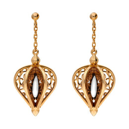 9ct Rose Gold Bauxite Flore Filigree Drop Earrings E1781