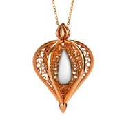 9ct Rose Gold Bauxite Flore Filigree Droplet Necklace P2330C