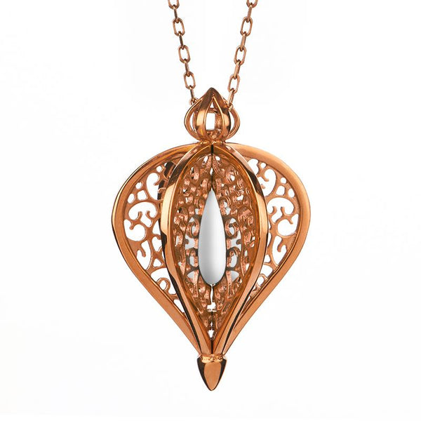 9ct Rose Gold Bauxite Flore Filigree Small Necklace, P2338C