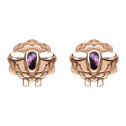 9ct Rose Gold Blue John Sheep Stud Earrings, E2530.