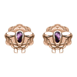 9ct Rose Gold Blue John Sheep Stud Earrings, E2530.