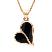 9ct Rose Gold Whitby Jet Split Heart Necklace P575