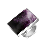 9ct White Gold Blue John Large Square Ring, R605.