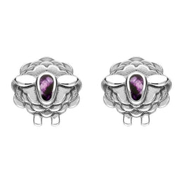 9ct White Gold Blue John Sheep Stud Earrings, E2530.