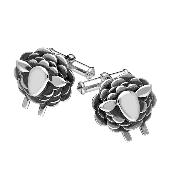 9ct White Gold Sheep Cufflinks, CL549.