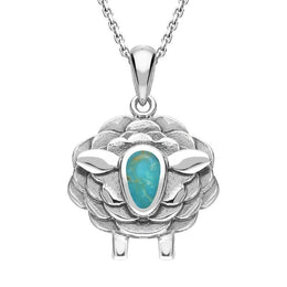 9ct White Gold Turquoise Sheep Necklace, P3508.
