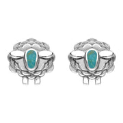 9ct White Gold Turquoise Sheep Stud Earrings, E2530.