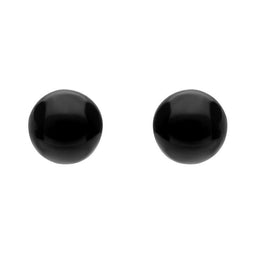 9ct White Gold Whitby Jet 6mm Ball Stud Earrings, E1344