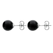 9ct White Gold Whitby Jet 8mm Ball Stud Earrings, E1345_2