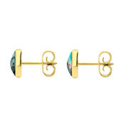 9ct Yellow Gold Abalone 6mm Classic Medium Round Stud Earrings, E003.