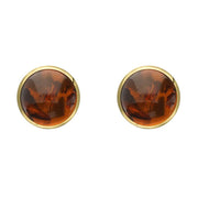 9ct Yellow Gold Amber 6mm Classic Medium Round Stud Earrings, E003.