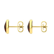 9ct Yellow Gold Amber 8mm Classic Large Round Stud Earrings, E004.