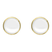 9ct Yellow Gold Bauxite 8mm Classic Large Round Stud Earrings, E004.