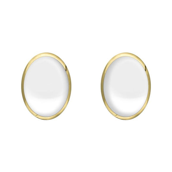 9ct Yellow Gold Bauxite 8 x 6mm Classic Medium Oval Stud Earrings, E006.