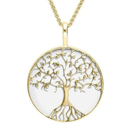 9ct Yellow Gold Bauxite Round Tree Of Life Necklace, P3146.