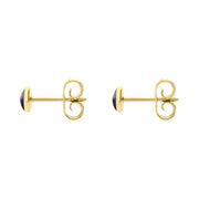 9ct Yellow Gold Blue John 4mm Class Small Round Stud Earrings, E001.