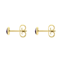 9ct Yellow Gold Blue John 4mm Class Small Round Stud Earrings, E001.
