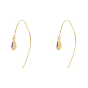 9ct Yellow Gold Blue John Fleur De Lis Disc Drop Earrings, E1373.