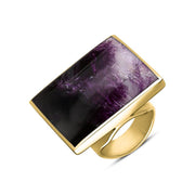 9ct Yellow Gold Blue John Large Square Ring, R605.