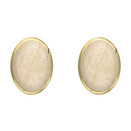 9ct Yellow Gold Coquina 8 x 10mm Classic Large Oval Stud Earrings, E007.