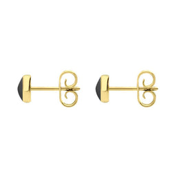9ct Yellow Gold Hematite 5mm Classic Small Round Stud Earrings, E002.