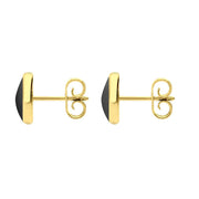 9ct Yellow Gold Hematite 8mm Classic Large Round Stud Earrings, e004.