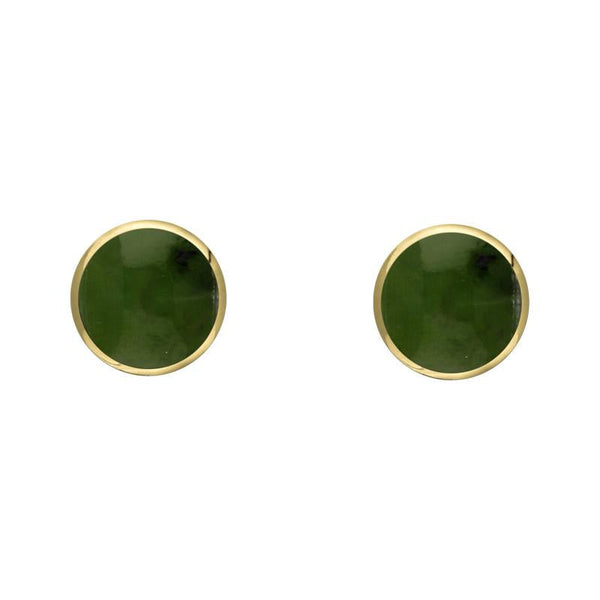 9ct Yellow Gold Jade 4mm Classic Small Round Stud Earrings, E001.