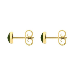 9ct Yellow Gold Jade 5mm Classic Small Round Stud Earrings, E002.