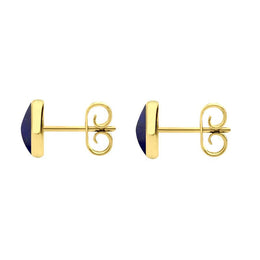 9ct Yellow Gold Lapis Lazuli 6mm Classic Medium Round Stud Earrings, E003.