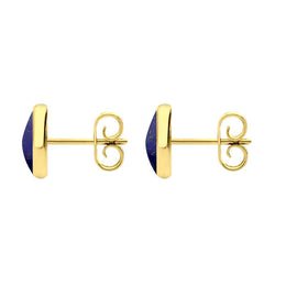 9ct Yellow Gold Lapis Lazuli 8mm Classic Large Round Stud Earrings, E004.