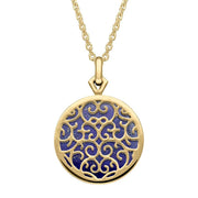 9ct Yellow Gold Lapis Lazuli Flore Filigree Necklace P2339C