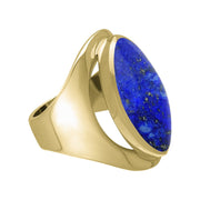 9ct Yellow Gold Lapis Lazuli Medium Oval Ring. R012.