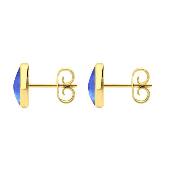 9ct Yellow Gold Moonstone 8mm Classic Large Round Stud Earrings, e004.