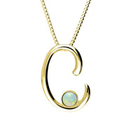 9ct Yellow Gold Opal Love Letters Initial C Necklace, P3450.