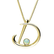 9ct Yellow Gold Opal Love Letters Initial D Necklace, P3451.