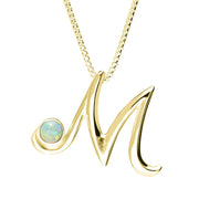 9ct Yellow Gold Opal Love Letters Initial M Necklace, P3460.