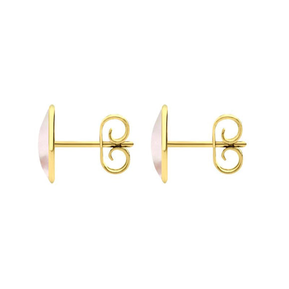 9ct Yellow Gold Pink Mother of Pearl 8 x 10mm Classic Large Oval Stud Earrings, E007.