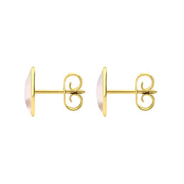 9ct Yellow Gold Pink Mother of Pearl 8 x 10mm Classic Large Oval Stud Earrings, E007.