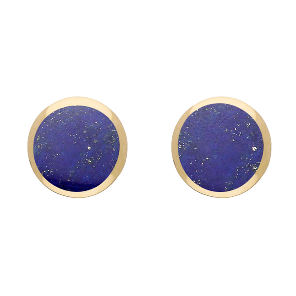 9ct Yellow Gold Sterling Silver Lapis Lazuli Stepping Stones Round Stud Earrings E1292