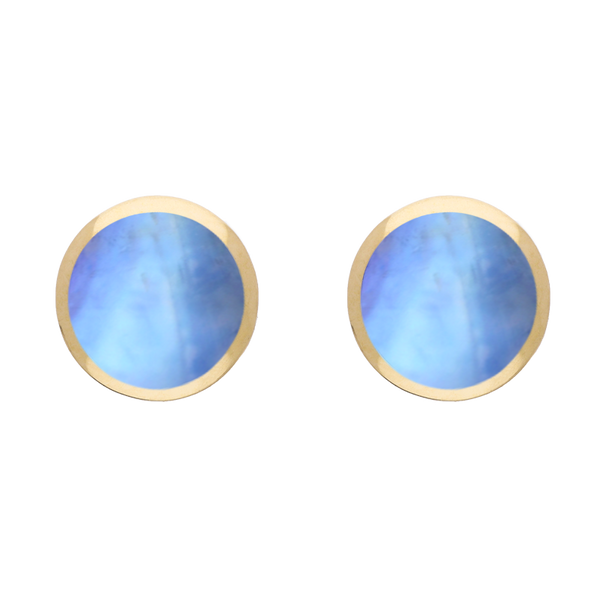 9ct Yellow Gold Sterling Silver Moonstone Stepping Stones Round Stud Earrings E1292