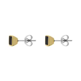 9ct Yellow Gold Sterling Silver Whitby Jet Stepping Stones Square Stud Earrings E1295_2