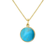 9ct Yellow Gold Turquoise Zodiac Aquarius Round Necklace, P3598_2