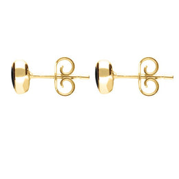 9ct Yellow Gold Whitby Jet Framed Heart Stud Earrings. E432.