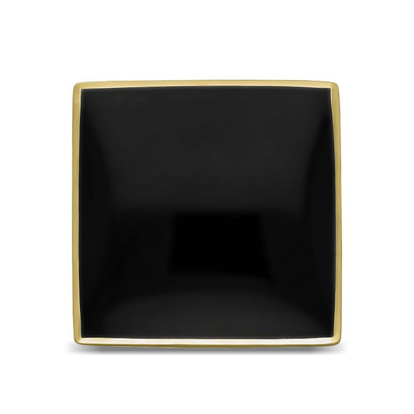 9ct Yellow Gold Whitby Jet Large Square Ring, R605_3